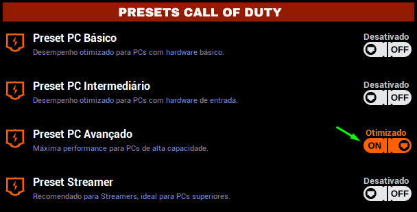 Presets na PRO CONFIGS